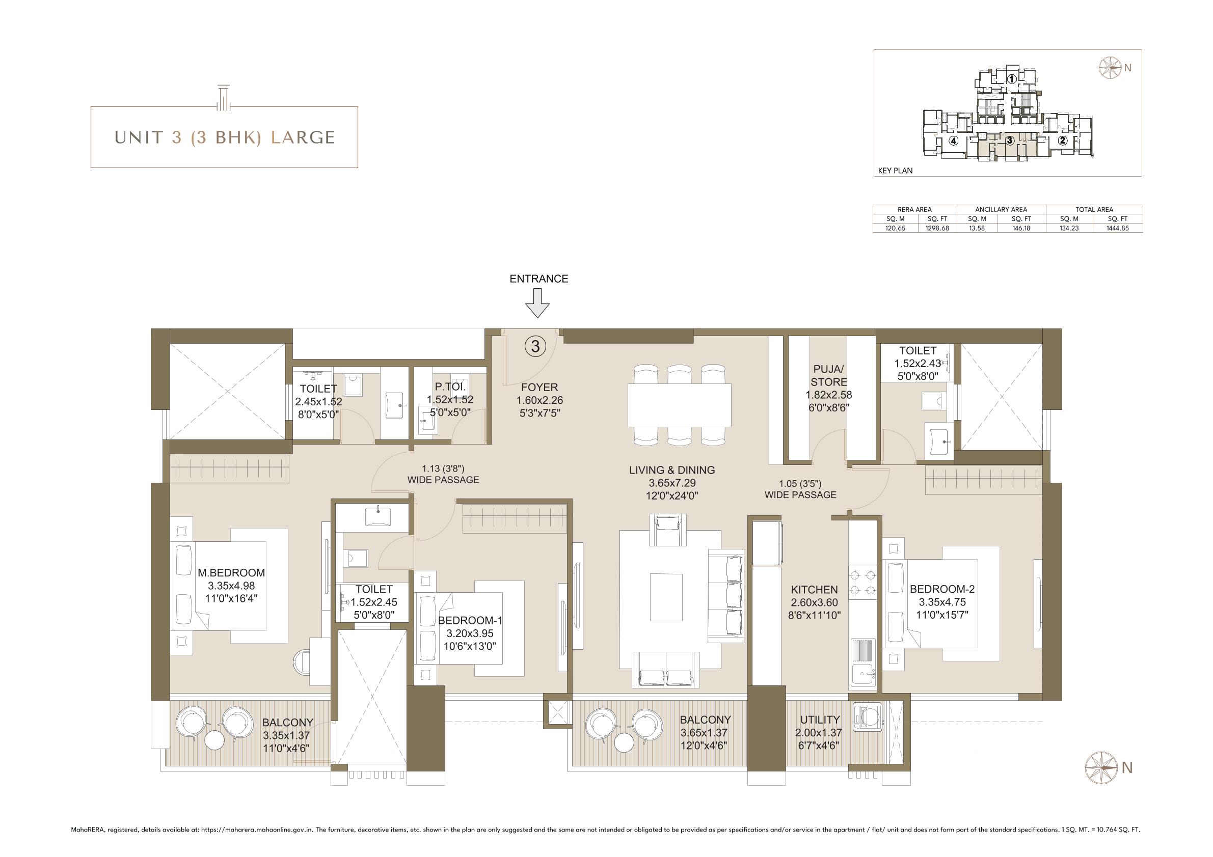 3 BHK Floor Plan
